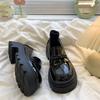 Zapatos de cuero de suela gruesa estilo JK universitario japonés de tacón alto sin cordones Lefu Zapatos de una sola capa Estilo británico Invierno 2024 Nuevo para mujer