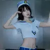 Gorra Azul Marino Bordada Europea y Americana Cosplay Uniforme de Policía Femenino Sombrero de Otoño e Invierno para Actuación Circunferencia de Cabeza Grande Sombrero de Marinero Japonés para Mujer