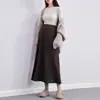 Falda midi de punto para maternidad de otoño e invierno, de cintura alta, que soporta el vientre, de línea A, adelgazante con una caída bonita, cómoda de llevar durante el embarazo