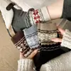 Calcetines Fair Isle de Lana para Mujer, Calcetines de Media Pantorrilla para Otoño e Invierno, Engrosados y Forrados de Felpa para Calidez, Calcetines Japoneses Retro con Bloques de Color, Calcetines Holgados