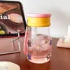 Copo de Água Novo Estilo 2026, Aparência Sofisticada, Copo de Vidro Portátil para Duas Bebidas para Meninas, Resistente a Altas Temperaturas, à Prova de Vazamentos, Copo Portátil para Estudantes