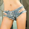 Jeans Rotos Sexys para Mujer de Noche Cintura Baja Cremallera Pantalones Abiertos Pantalones Cortos Tienda Nocturna Tentación Ropa Interior Uniforme