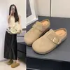 Pantuflas Cómodas de Punta Cerrada 2025 Primavera Nuevos Zapatos Birkenstock Medias Pantuflas de Suela Gruesa Cuero Suave Suela Suave Antideslizantes Zapatos Birkenstock para Mujer