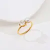 Anel Diário de Pérola Gota de Água Diamante Estilo Coreano e Japonês Fino Luxuoso Versátil Aço Titânio Venda Direta da Fábrica