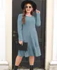 Outono e Inverno 2023 Comércio Exterior Amazon Europeu e Americano Feminino Transfronteiriço Novo Suéter de Malha com Gola Redonda e Listras Vestido Feminino