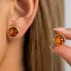 Pendientes de Resina Ámbar Color Marrón Maillard, Pendientes Populares Estilo Hong Kong para Mujer, Pendientes de Lujo Ligero Color Café Venta al por Mayor