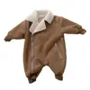 Mono de Invierno Nuevo Estilo Coreano para Niños y Niñas, Romper Largo Caliente de Terciopelo Espeso de Lana de Cordero a la Moda