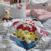 Nuevo Juego de Cuatro Piezas de Toallas de Algodón Lavado, Funda de Edredón Bordada, Sábana de Animales de Dibujos Animados para Dormitorio de Estudiantes, Juego de Cama de Tres Piezas