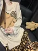 Pronto para o verão, algodão nuvem, estilo puro e fofo, pijama de manga comprida, calça longa, gola redonda, estilo cartoon para mulheres, loungewear moderno