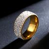 Aliexpress Lo Más Vendido Moda Europea y Americana Clásico Arcilla Blanda Anillo de Cinco Filas Full Diamante Acero Inoxidable Anillo de Novia Unisex