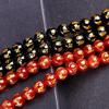 Collar de cuentas sueltas de ágata negra natural con seis palabras y mantra de ágata roja, pulsera dorada con cuentas.