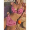 Novo Maiô Sexy para Mulheres, Bikini para Fontes Termais Praia Amazônia, Roupa de Banho Europeia e Americana, Estampado Azul Rosa Vermelho