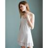 TikTok Nuevo Satén de Seda de Hielo Verano Camisón de Tirantes para Mujer Largo Medio Encaje Puntadas Perspectiva Seductor Camisón