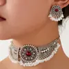 1 Juego de Moda Retro Estilo Étnico Pedrería Ala Borla Exagerado Temperamento Conjunto de Joyería de Collar y Pendientes para Mujer