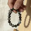 Pulsera para Hombre 2025 Obsidiana Plateada Luna Azul Pulsera Atrae Riqueza Regalo para Novia Hecha a Mano con Cuentas Obsidiana Negra
