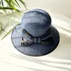 Sombrero femenino verano estilo coreano lazo grande sombrero de paja de playa viaje vacaciones protección solar sombrero para el sol sombrero de paja tejido estilo Chanel tipo cubo