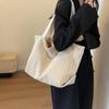 Bolsa de Compras de Gran Capacidad Estilo Coreano de Moda Bolso Tote de Franela Literario Casual Bolso de Mano Bolso de Hombro Casual para Dama
