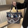 Bolsa de Lona Estilo Étnico para Mulheres 2023 Nova Bolsa Tote Casual de Ombro Único Versátil Leve Bolsa de Mão Estilo Chinês