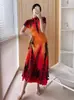 Conjunto de Moda Femenina para Comercio Electrónico Transfronterizo Europeo y Americano Otoño Nuevo Conjunto de Dos Piezas con Top Plisado y Falda