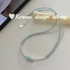Estilo Coreano Primavera y Verano Nuevo Diseño Ins Joyería Plata de Ley S925 Flor de Grano de Arroz Estambre Aguamarina Collar Sensación Simple y de Alta Gama