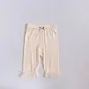 Novas Calças Leggings de Renda para Bebê Menina Calças de Verão Estilosas para Bebê Estilo Coreano Leggings Finas para Meninas Calças de Uso Externo