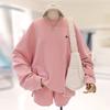 Traje gris de moda europea y americana para mujer, suéter holgado con letras, ropa deportiva informal, pantalones cortos, traje de otoño de dos piezas