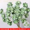 Rosas de Creme Simuladas de 3 Cabeças, Decoração de Fundo para Casamento, Arranjo de Flores para Guia de Estrada, Flores de Seda Estilo Europeu para Casamento, Flores Artificiais