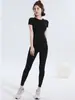 Conjunto de Ropa de Yoga Deportiva Ajustada de Manga Corta Fina para Mujer de Primavera y Otoño para Mujeres Sudeste Asiático Ropa Interior Transfronteriza para Correr Fitness Camiseta