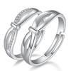 Moda coreana incrustada circón plateado anillo de pareja joyería entrelazada amante Tanabata anillo de plata para hombre y mujer al por mayor