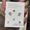 Pendientes Coloridos de Luna y Amor Pendientes Exquisitos Pequeños Combinables Pendientes Simples para el Día a Día