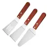 Espátula Pequena de Aço Inoxidável com Cabo de Madeira, Espátula para Bife, Espátula para Peixe, Espátula para Churrasco, Espátula para Pizza na Cozinha Japonesa, Utensílios de Confeitaria