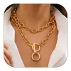 Collar de Cadena Cubana en Capas Transfronterizo Cadena Gruesa Cierre OT Personalizado Estilo Hip-Hop Punk Joyería para Mujer
