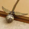 Harry Potter Relógio de bolso periférico Golden Snitch Ball Vintage Colar Relógio Flip Grande Asas Pingente Memorial Relógio