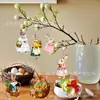 Set de Pascua de Conejo de Madera Retro de 18 Piezas para Decoración Transfronteriza, Perfecto para Decoración de Hogar y Jardín en Primavera, Colgantes