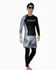 Traje de neopreno de manga larga con estampado de medusas para hombre, Traje dividido para mujer, Traje de surf para pareja con protección solar, Traje de baño para aguas termales con efecto adelgazante, Snorkel