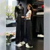 Pantalones casuales de cuadros rectos de secado rápido en blanco para hombres y mujeres, pantalones finos de seda helada transpirables holgados de verano, pantalones deportivos estilo americano