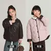 Nueva Chaqueta de Invierno Reversible para Niñas 2025 Diseño de Cuero Suave PU Cuadros de Diamante Chaqueta de Plumón de Terciopelo