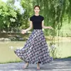 26 Nova Saia Estampada Estilo Boho Resort Europeu e Americano Primavera/Verão com Barra Larga para Mulheres