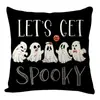 La Serie de Halloween Más Popular de Amazon Funda de Almohada de Lino Calavera Calabaza Fantasma Blanco y Negro Estampado Cojín Cojín para Sofá