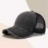 Boné de Baseball em Tela Lavado e Desgastado com Logo Personalizado, Boné de Tela Respirável para Protetor Solar de Verão, Chapéu Casual Feminino com Proteção Solar, Moderno