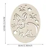 Easter Madera Niños DIY Artesanía de Virutas de Madera Huevos con Cuerda de Cáñamo Decoración de Fiesta Colgantes Hogar Madera