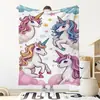 Manta de Franela con Estampado de Dibujos Animados de Unicornio para Niños y Niñas Dormitorio Manta de Aire Acondicionado Manta Cálida Cómoda