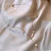 Collar de Acero de Titanio Perla de Agua Dulce Barroca para Mujer Diseño Ajustable por Tirón Cadena para Clavícula Cadena para el Cuello de Celebridad Cyber Elegante