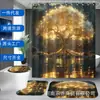 Design Decorativo de Banheiro com Padrão de Árvore Dourada Luminosa com 12 Ganchos de Plástico, Acessórios de Banheiro com Design Personalizado
