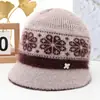 Sombreros para mujeres de mediana edad y mayores, otoño e invierno, para madres, forrados de polar, cálidos, sombreros de lana tejidos, para señoras mayores, de pelo de conejo, de ala ancha, sombreros de algodón