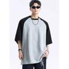 Camiseta de Manga Curta Masculina com Design de Estilo Americano, Nova Moda de Verão da Marca High Street, Solta Casual, Manga Raglan