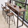 Mesa e Cadeira Comercial de Perna Alta de Dupla Camada Nova Mesa de Bar de Madeira Maciça Vintage Home Varanda Parede Casual e Janela Bar Longo