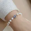Pulseira de pérolas de água doce natural feminina alta qualidade luxo leve nicho cristal francês com contas pulseira de temperamento pulseira atacado