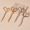Brincos de Franja em Formato de Coração Grande de Metal Estilo Europeu e Americano com Strass, Únicos e Ousados, Brincos de Luxo para Mulheres