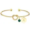 Pulsera de Piedra de Nacimiento de Moda Transfronteriza con 26 Letras Pulsera Versátil Dorada Regalo de Cumpleaños para Mujeres